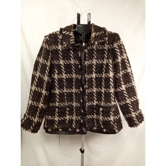Chico's Women's Brown/White Tweed Blazer Jacket Size 3(16) - Picture 1 of 7